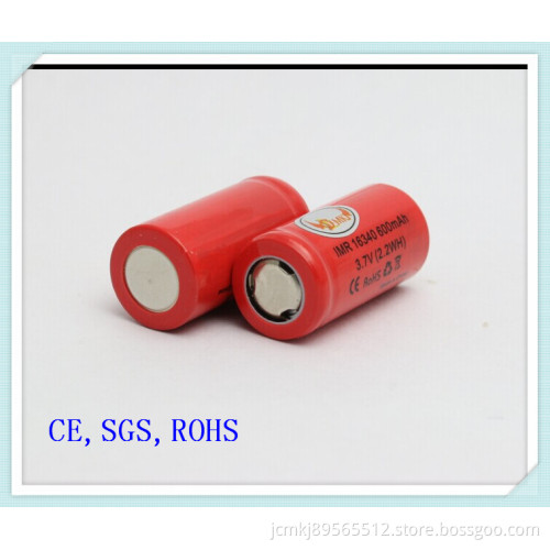 Jcmkj Li-ion Battery, 16340-600mAh, 3.7V, 600mAh Rechargeable Battery, Battery Pack, 15-20c Discharge, for Electronic Toys, Li Ion Battery